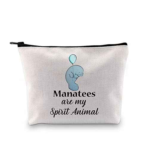 GJTIM Manatee Gift Sea Cow Gift Manatees Cosmetic Bag Manatees Are My Spirit Animal Zipper Pouch Bag Gifts for Sea Creature Lovers (Spirit Manatees Bag)