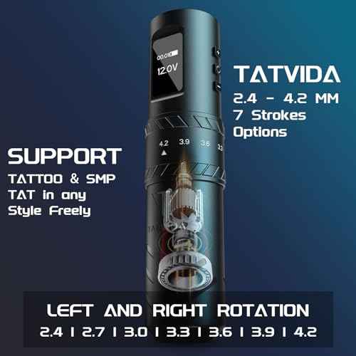 Tattoo Gun Kit Portable Machine, Complete Rotary Tattoo Machine with 7 Strokes Length Cartridge Needles Tattoo Ink Practice Skin Bandage Professional tattoo pen kits for starter