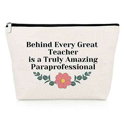 Paraeducator Appreciation Gift for Women Makeup Bag Paraprofessional Gift Thank You Gift for Para Teacher Assistant Birthday Gift Cosmetic Bag Retirement Gift Teacher Day Gift Travel Cosmetic Pouch