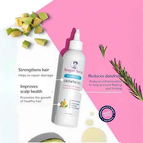 Reagan Sanai Nourishing Natural Hair Growth Oil 8 oz Organic Hair Oil made with Pure Essential Oils for Hair Regrowth - Dry Scalp Treatment For Longer, Thicker, Soft, Shiny and Healthy Hair