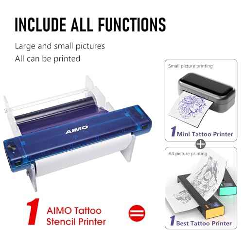 Aimo T08F Wireless Tattoo Stencil Printer - Bluetooth Tattoo Transfer Machine for Long Image Printing Compatible with iPad/Tablet/PC, for Tattoo Artists & Beginners