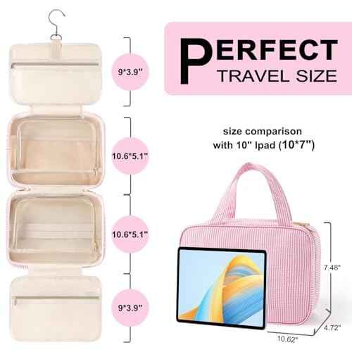 TOPEAST Travel Hanging Toiletry Bag Initial Makeup Bag for Women Teen Girls - Birthday Gifts for Women Teen Girls, Gifts for Daughter Sister Friends Mom Her - Letter A, Blue