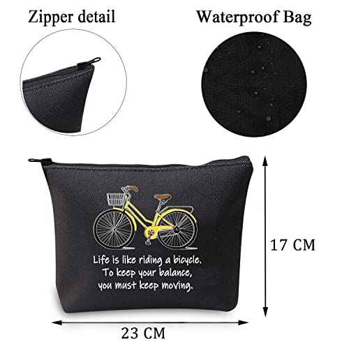 MBMSO Bicycle Gift Cosmetic Bag Bicycle Makeup Bag Life is Like Riding a Bicycle Zipper Bag Cyclist Gift Cycling Toiletry Bag