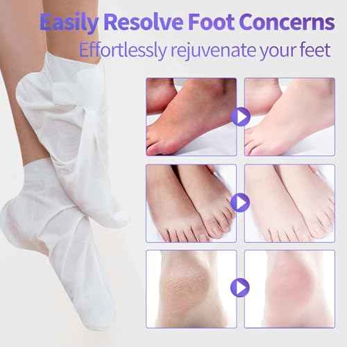 Moisturizing Foot Mask 5 Pack,Hydrating Foot Masks for Dry Cracked Feet,Moisturizing Socks Dry Skin Moisturizer for Soft and Smooth Touch Feet,Foot Care Spa Gifts for Women Men Stocking Stuffers