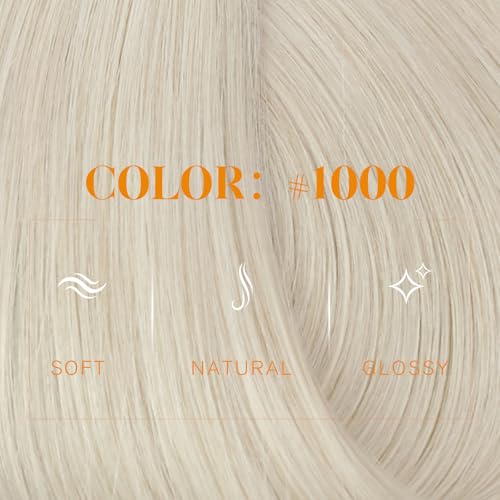 Easyouth 22 Inch Weft Hair Extensions Human Hair Blonde Sew in Hair Extensions Real Human Hair White Blonde Soft and Smooth Human Hair Extensions Sew in for Women 100G