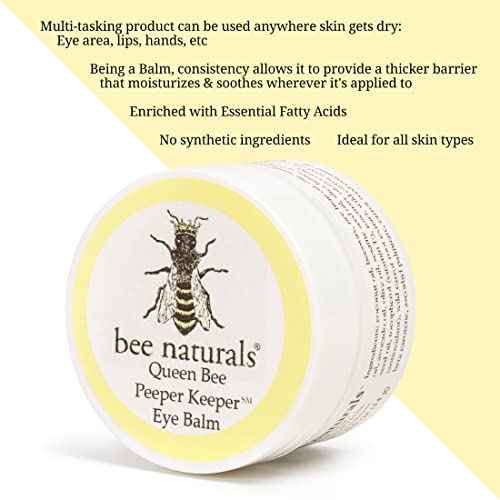 Bee Naturals Queen Bee Best Eye Balm Peeper Keeper - Natural Eye Balm with Vitamin E & 10 Oils - Reduces Crow's Feet, Wrinkles & Fine Lines - Moisturizing Skincare