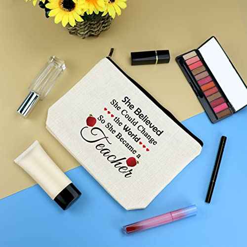 Teacher Appreciation Gift Cosmetic Bag Pouch for Women Future Teacher Inspirational Gift Makeup Bag Thank You Gift for Teacher Christmas Thanksgiving Teachers Week Gift for Math Music Grammar Teacher