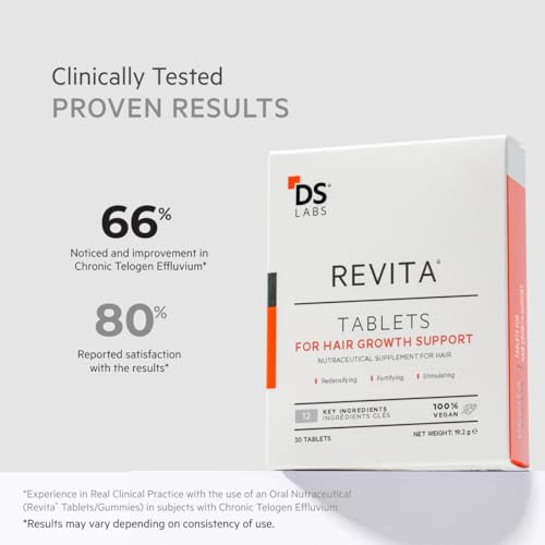DS Labs Revita Hair Density Support Tablets - Daily Hair Wellness Supplement with Biotin, Zinc, Iron, Vitamin D, Magnesium & Melatonin, for Men & Women, 60 Tablets