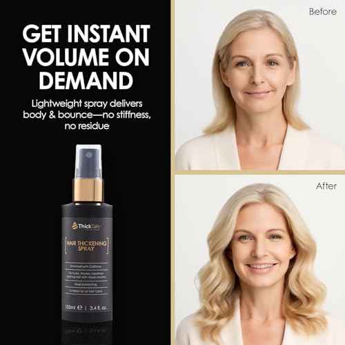 ThickTails Instant Hair Thickening Spray for Women & Men | Boosts Volume, Fuller-Looking Hair in Seconds | Sulphate-Free, Caffeine & Keratin Infused Pre-Styler | Lightweight, No Residue, 3.4 fl.oz