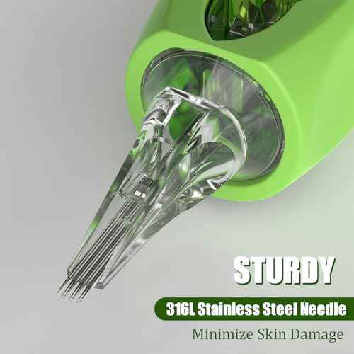 Wormhole Tattoo Cartridge Needles, 50pcs Mixed Disposable Tattoo Needles Tattoo Finger Ledge Cartridges #12 Round Liner Magnum Round Shader 3RL 5RL 7RL 9RL 5RS 7RS 7RM 9RM 9M1 11M1 for Tattoo Gun