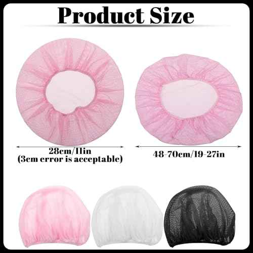 6pcs Net Plopping Cap for Drying Curly Hair, Hair Net for Sleeping, Elastic Band, Suitable for Drying Hairs, Kitchen, White, Pink, Black