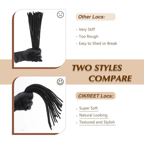 Loc Extensions Human Hair Dreads Extensions for Men Women Dreadlock Extensions Real Human Hair Locs Extension Natural Black Full Handmade Permanent Locs Hair Extensions (0.6cm 1B 8 Inch 60 Strands)