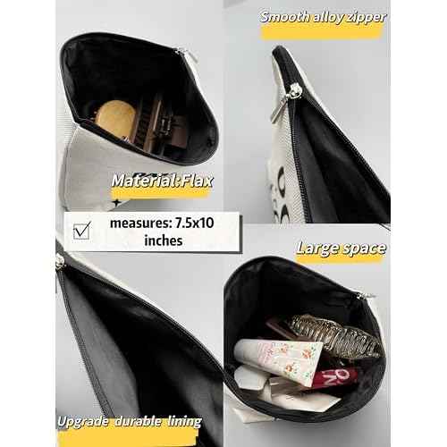 Cute Cat Makeup Bag, Kitty Cosmetic Zipper Travel Toiletry Bag, Black Cat Gifts for Women & Teen Girls