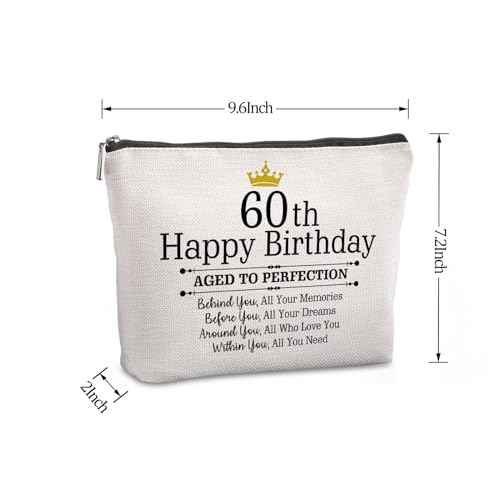 60th Birthday Gifts for Women: Travel Zipper Makeup Bag - Gifts for Mom, Grandmother, Aunt, Friend, Sister - Over the Hill Party Supplies
