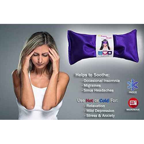 Lavender Eye Pillow - Hot Cold Weighted Eye Pillows for Relaxation, Sleep, Stress, Migraine Relief, Yoga - Aromatherapy Gifts for Women, Birthday, Teachers, Made in USA by Happy Wraps - Emerald