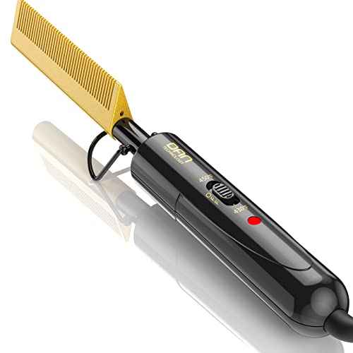 DAN Technology hot Comb Electric for Wigs,450¢µSmall hot Comb for Edges,Low and high Temperatures, Hair straightening Comb for Black Hair,Portable & Dual Voltage for Travel & Home¡¦