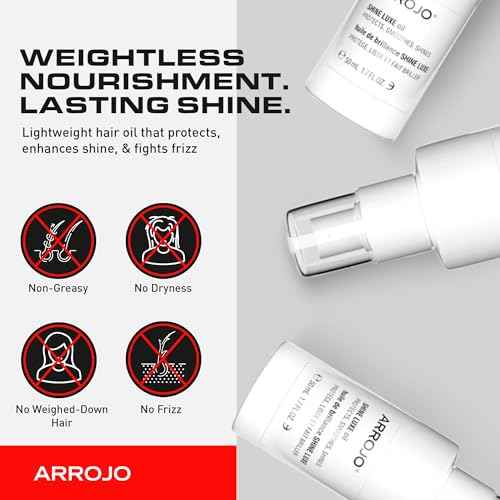 Arrojo Shine Luxe Hair Oil, 1.7 fl oz - Cruelty-Free, Paraben-Free Sulfate-Free Leave-In Oil with Vitamin B5, Jojoba & Sweet Almond ? Intense Hydration & Heat Protectant for All Hair Types
