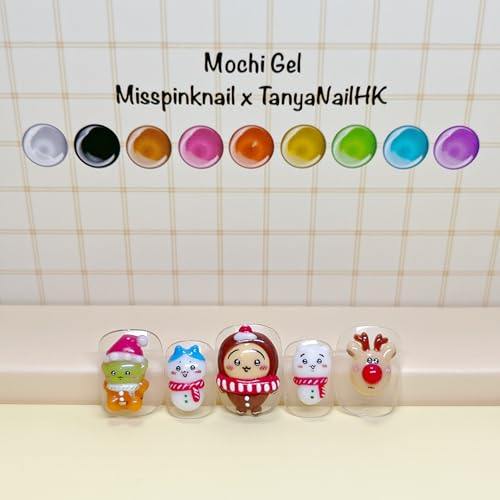 Mochi Gel 3D Sculpture Paint Set, 9 Essential Colors, Self Leveling Texture, Mixing Compatible,DIY at home, Nail salons technicians UV curable