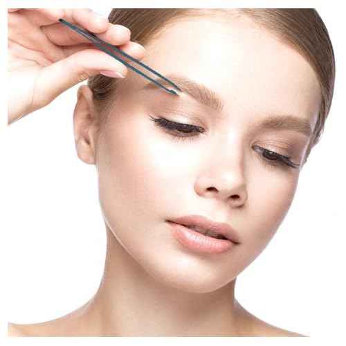 Cliganic Professional Eyebrow Tweezers Slant Tip (Blue) - Precision for Men & Women, Stainless Steel Best for Plucking Chin Facial Hair