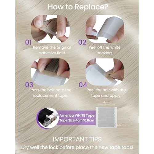 LaaVoo Hair Extensions Tape in Platinum Blonde Tapes in Extensions 22 Inch Invisible Tape ins Human Hair Extensions Real Seamless Hair 20pcs 50g