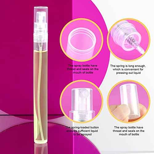 Teenitor Mini Spray Bottle, 20 Pack 10ml Perfume Bottle Empty, Plastic Refillable Perfume Bottles Atomizer, Sample Bottle Fine Mist Spray Bottles, Essential Oil Portable Bottle for Travel