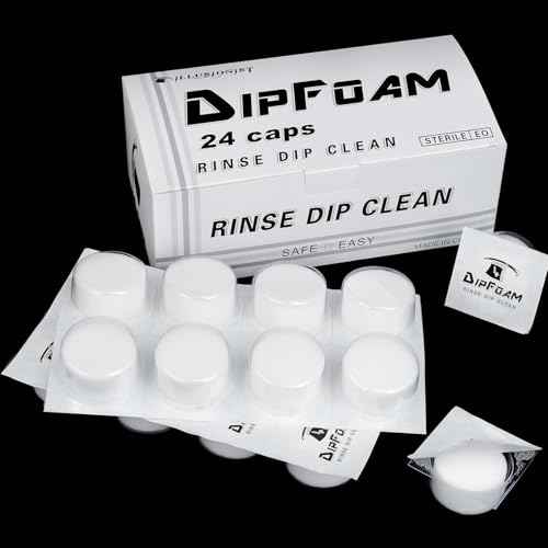 Dip Foam, 24Pcs Dip Caps Dip Foam Rinse Caps Cups Cleaning Tip Rinse Disposable Dip Clean Cap for Tattoo Needle Supplies Cleansing