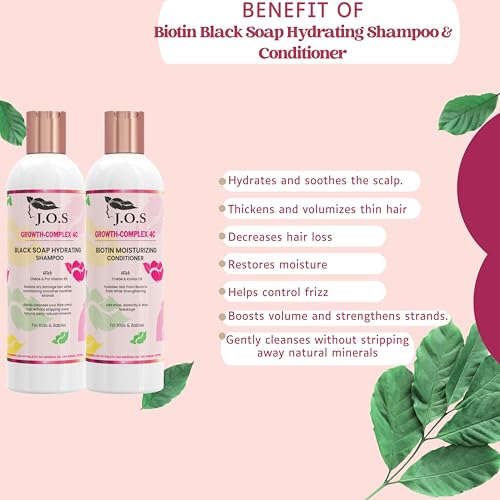 J'Organic Solutions Kid's 4C Healthy Hair Kit - Moisturizer, Growth Oil, Detangler, Shampoo & Conditioner for Coily, Kinky Hair