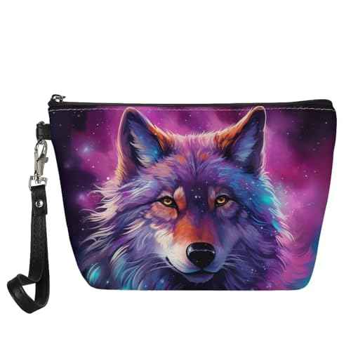 Upetstory Wolf Cosmetic Bag Galaxy Makeup Bags Toiletry Bag Travel Makeup Organizer Women Cosmetic Toiletries Accessories Storage Pouch Clutch Handbag