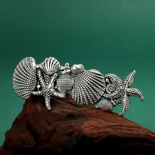 KKJOY Vintage Seashell Hair Clips Starfish Barrettes Hand Crafted Spring Clip Metal Hair Pin Headpieces Wedding Bridal Hair Accessories for Women Girls