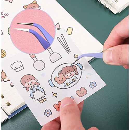 2 Pieces Sticker Tweezers, Cute Craft Tweezers for Stickers, Scrapbooking, Vinyl, Lashes, Electronics, Purple