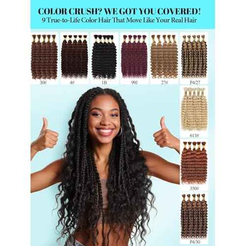 Human Braiding Hair for Boho Braids 5 Bundles 20 Inch 160g 12A Deep Wave Braiding Hair for Bohemian Knotless Braids 100% Unprocessed Brazilian Virgin Bulk Hair Extensions No Weft Natural Color