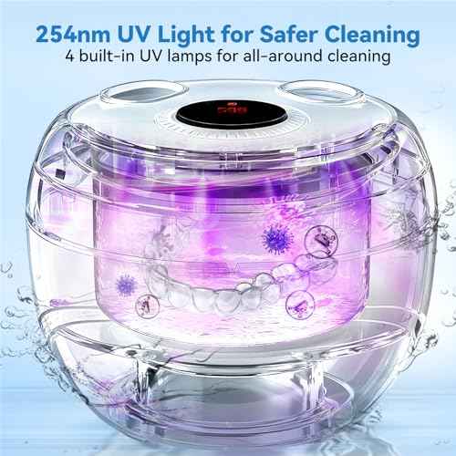 Dental Ultrasonic Retainer Cleaner Machine - Dental Cleaning Pod for Denture, Mouth Guard, Aligner, Night Guard