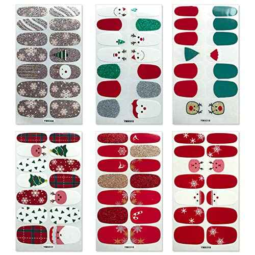 SILPECWEE 14 Sheets Nail Polish Strips Christmas Nail Wraps for Women Self Adhesive Nail Polish Stickers Gel Nail Strips Fingernails Stickers Holiday Nail Art Accessories with Nail File