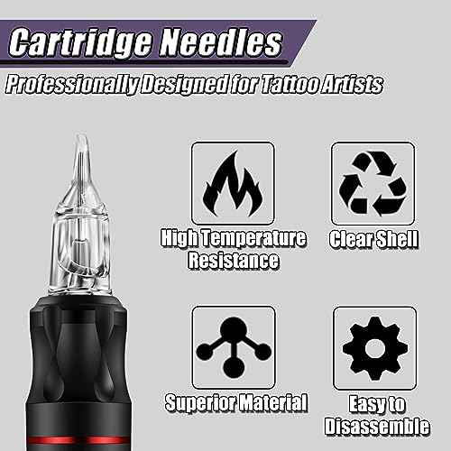 Tattoo Needles Cartridges 20pcs 1205RS Disposable Tattoo Cartridge Needles Round Liner for Beginners or Artists and Rotary Machine