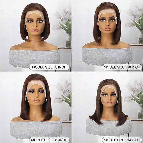 Brown Bob Wig Human Hair 13x4 HD Lace Front Wig 100% Unprocessed Brazilian Virgin Human Hair #4 Bob Wigs Pre Plucked Natural Hairline with Baby Hair Brown Color Bob for Women(14")
