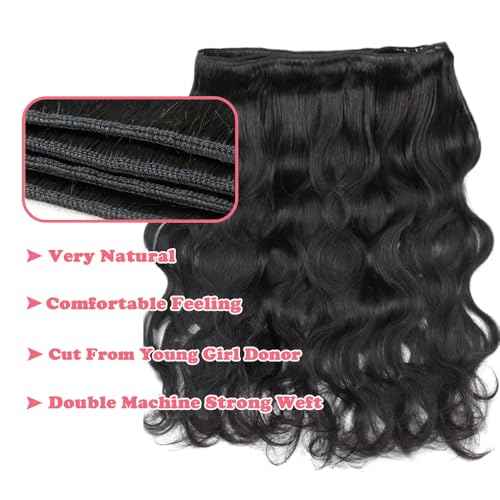 14A Body Wave Human Hair Bundles 16 18 20 22 Inch Bundles Human Hair 100% Unprocessed Brazilian Virgin Hair Body Wave 4 Bundles Human Hair Extensions for Women Natural Color Quick Weave