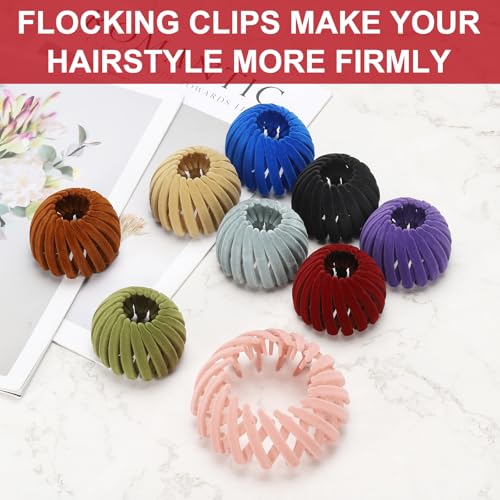 Bird Nest Magic Hair Clip, Hairs Maker Flocking Ponytail Holder Hair Barrettes Accessories Shaper for Women Girls Hair Ties Thin Thick Fine Curly Hairs (4 Pack, Black)