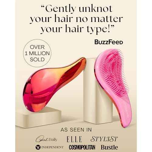 Lily England Detangler Hair Brush for Curly, Thick, Straight & Natural Hair - Gentle Detangling Brush for Women, Kids & Toddlers with Flexible Bristles - Smooth Hairbrush for Wet & Dry Hair, Ombre