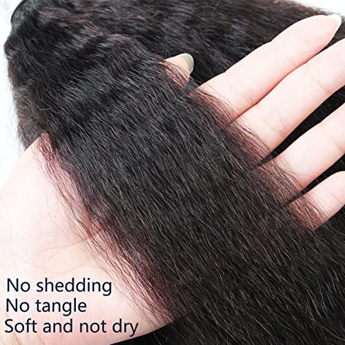 Kinky Straight Bundles Human Hair Yaki Straight Bundles Weave 12 14 16 inch Real 100% Unprocessed Brazilian Remy Hair Extensions Natural Color 12a