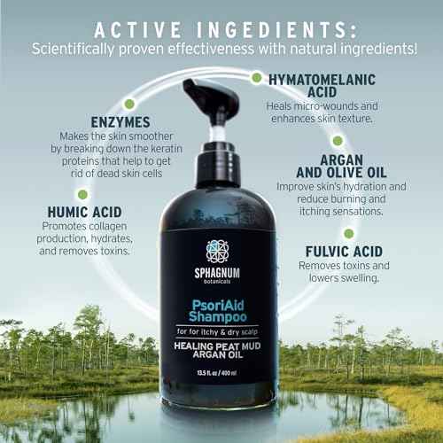 Sphagnum Botanicals Psoriasis Shampoo and Conditioner Set - Peat Mud Therapy for Red & Itchy Scalp with Tea Tree Oil, No Coal Tar. For Both Men and Women. 2 x 13.5 Oz
