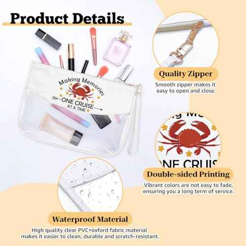 Crab Lovers Gift Cruise Clear Makeup Bag Cruise Gift Summer Beach Travel Accessories for Women Cosmetic Bag Cruise Vacation Present for Daughter Sea Animal Lover Present Toiletry Pouch for Travel