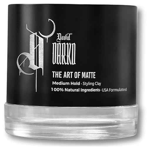 David Darko Hair Clay for Men ? 100% Natural Matte Finish | Medium Hold, Easy to Wash Out | Texturizing & Styling Clay | USA-Formulated 2.82 oz
