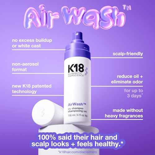K18 AirWash¢â Dry Shampoo, Non-Aerosol, Balances Scalp & Controls Excess Oil Production