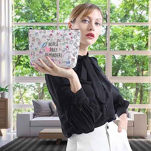 WCGXKO Nurse Gift Nurse Daily Reminders Motivational Zipper Pouch Makeup Bag (NURSE DAILY)