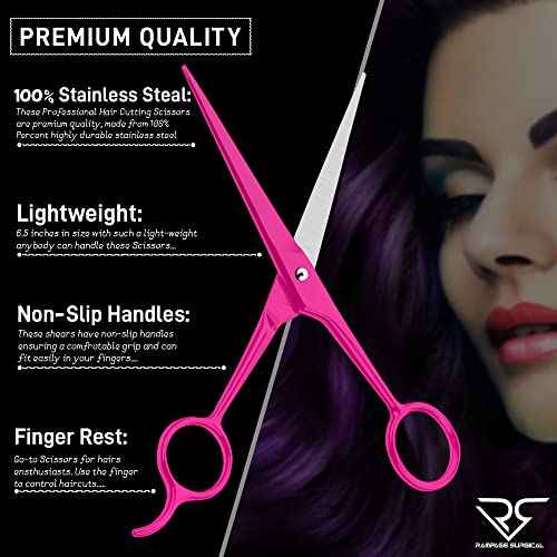 Professional Hairdresser Scissors 6.5" Inch Pink Hair Cutting Shears Japanese Stainless Steel Salon Barber Scissor (Barber Scissors, Japanese, B-4)