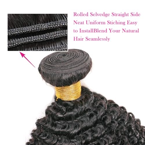100% Unprocessed Afro Curly Human Hair Bundles 10A Brazilian Virgin Human Hair 2 Bundles 18 20 Inch Curly Weave Hair Extensions Natural Black Color for Women