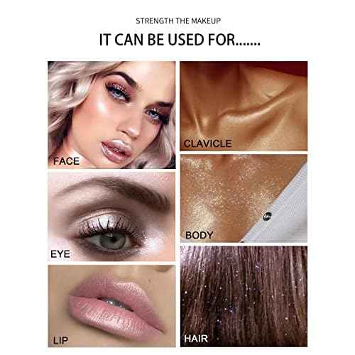 Glitter Powder Highlighter Makeup, Body Brightens the Natural Three-dimensional Face Blusher Patting Powder Highlighter. (01# White moonbeam)