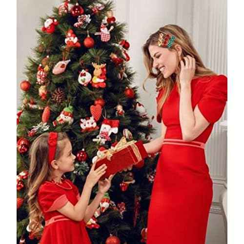 4PCS Christmas Bow Hair Clips for Women Girls Xmas Bow Hairpin Festive Hair Bows Alligator Clips Gifts (Style B)