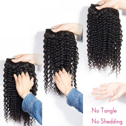 12A Deep Wave Human Hair Bundles 16 18 20 Inch Curly Bundles Human Hair 100% Unprocessed Brazilian Virgin Hair Deep Wave 3 Bundles Double Strong Weft Glossy Hair Bundles Natural Color Soft