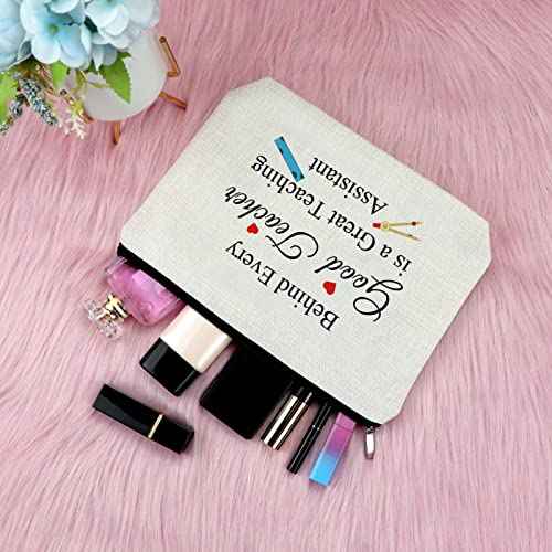 Teaching Assistant Gift Makeup Bag Appreciation Gift for Teacher Thank You Presents for Women Retirement Keepsake for Teacher Graduation Birthday for Her Teachers Day Christmas Travel Cosmetic Pouch